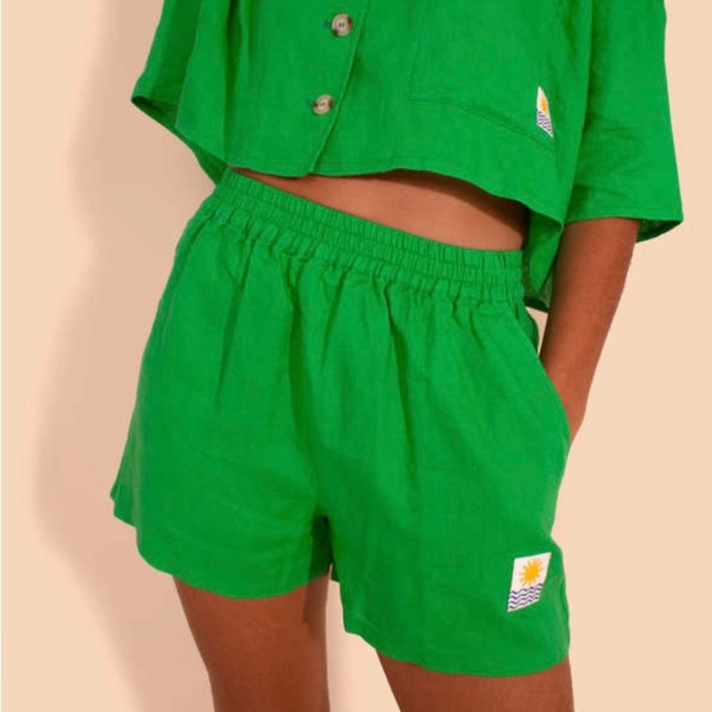L.F.Markey green linen shorts, never worn, machine washable